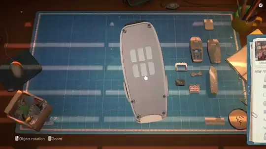 ReStory bench cleaning loop brushing dust off a disassembled phone screen and circuitry